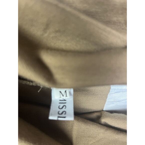 Mislook Dress‎ Womens medium Turtleneck Tan Brown Long Sleeve Patchwork - Picture 4 of 6